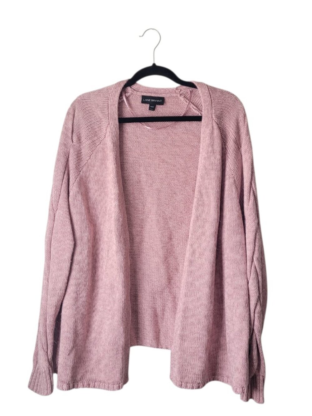 Lane Bryant Pink Crochet Open Front Cardigan